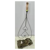 11" Cast metal car and vintage rug beater