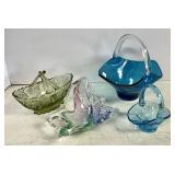 4 art glass baskets