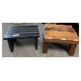 2 small wooden foot stools