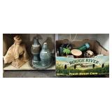 Contents of bottom shelf with home dï¿½cor