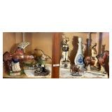 Shelf of assorted decanters