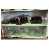 2 shelves of Vision ware and bakeware