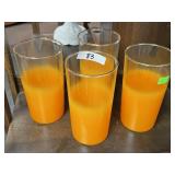 4 MCM orange frosted Federal glass tumblers