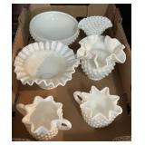 Flat of hobnail milk glass