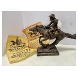 Cast metal Pony Express sculpture