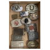 Flat of assorted belt buckles