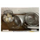 Flat w/egg basket (some glass eggs), kitchenware
