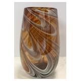 Amber swirl art glass vase