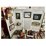4-panel louvered room divider and contents