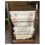 Wood display stand with linens 15" x 24"