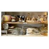 Shelf of home dï¿½cor with trinket boxes, etc.