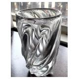 10" very heavy swirl lead crystal vase