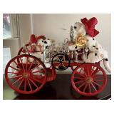 Plastic fire truck w/2 Beanie Baby dalmatians