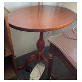 Oval pedestal side table 24" x 14" x 28" tall