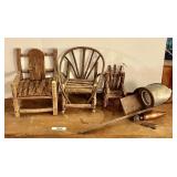 Small twig chairs, stereoscope (missing slide)