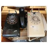 2 vintage rotary dial wall phones