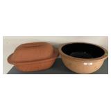 German clay baker and 12" clay mixing bowl
