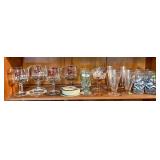 Shelf of drinking glasses