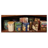 Shelf of tins, Lenox canister