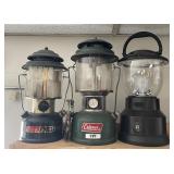2 Coleman gas lanterns and battery lantern