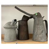 3 vintage liquid/oil dispenser cans