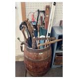 24" wooden barrel with contents