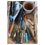 Flat w/tools, knives, punches, lead melting pot