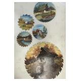 5 hand painted saw blades