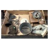 Flat w/coffee grinder, cast iron bell,