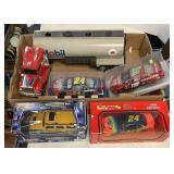 3 diecast NASCAR cars, tractor trailer, Hummer