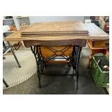 Antique oak treadle sewing machine cabinet