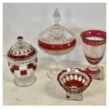 4 pieces ruby flash glass