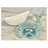 3 pieces Fenton hobnail glass