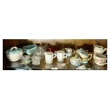 Shelf with Westmoreland, porcelain, etc.