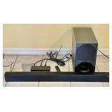Samsung sound bar and subwoofer with cords