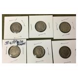 6 Buffalo nickels