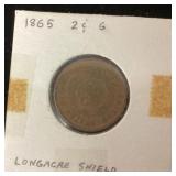 1865 Longacre 2-cent coin