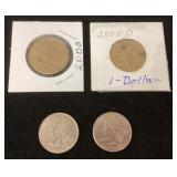 2 dollar coins and 2 quarters --year 2000