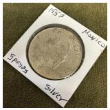 1957 Mexico 5 peso coin