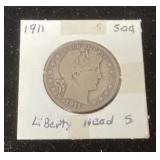 1911 Liberty head half dollar