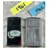 Vintage 1961 and 1962 Zippo lighters