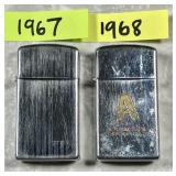 Vintage 1967 and 1968 Zippo lighters