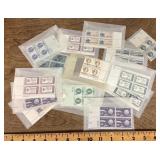 1958-1963 US commemorative plate block stamps