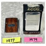Vintage 1977 and 1979 Zippo lighters