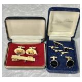 Gold filled cufflinks and tie bar