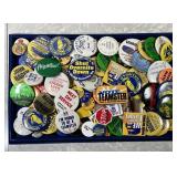 Group of union and Teamsters pinback buttons