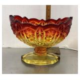 Amberina pressed glass footed bowl
