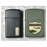 2 Zippo lighters --Desert Shield and flat black