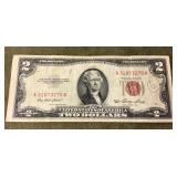 Red seal US $2 bank note