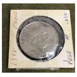 1948 Mexican one peso coin